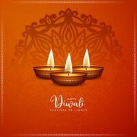 Happy Diwali Indian traditional festival greeting background vector