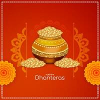 elegante contento Dhanteras indio festival saludo antecedentes vector