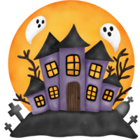 Aquarell verfolgt Haus Illustration. Halloween Konzept. png