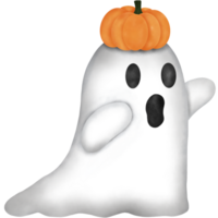 Watercolor Halloween Ghost with Pumpkin png