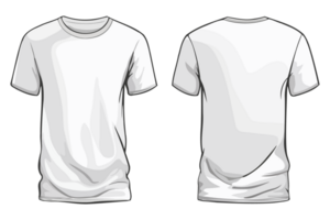 Blank white t-shirt template, front and back png