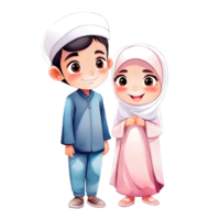 mignonne adorable musulman couple Facile clipart isolé transparent ai génératif illustration png