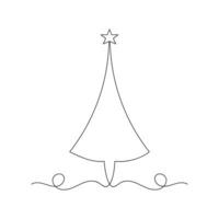 Christmas tree continuous one line icon vector illustration.