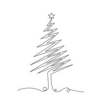 Christmas tree continuous one line icon vector illustration.
