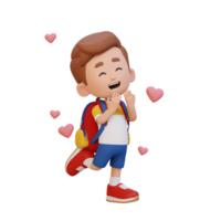 3D cute kid character in love png