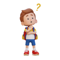 3D cute kid thinking clueless png