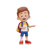 3D cute kid pointing hand to the side png