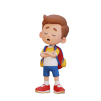 3D cute kid character rejection pose png