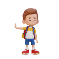 3D cute kid character rejection pose png