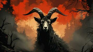 dark art ink monster goat background photo