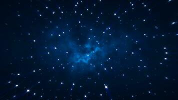 abstrakt kosmisk bakgrund av energisk ljus lysande magisk stjärnor på en mörk himmel bakgrund video