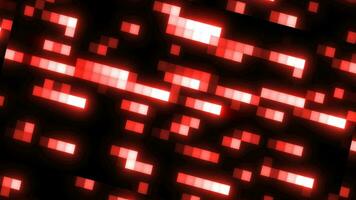 Abstract red retro pixel hipster digital background made of moving energy brick squares on a black background video