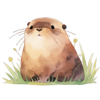 marmotte journée vacances aquarelle éléments dans dessin animé style ,ai généré png