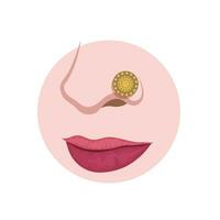 Nose Ring Jewelry Indian Style Woman Icon Illustration Art Design Vector