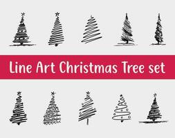 línea Arte Navidad árbol, vector diseño