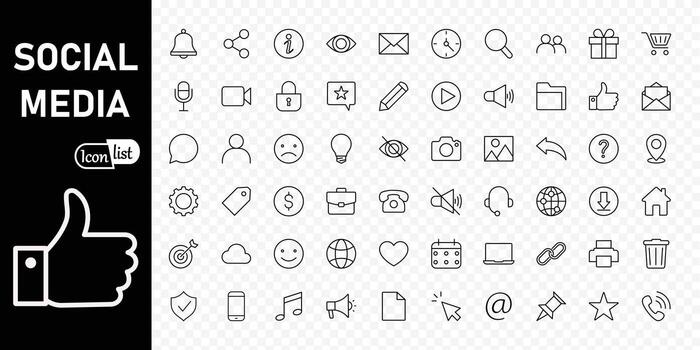 social medios de comunicación editable carrera icono colocar. en línea comunidad, medios de comunicación, sitio web, Blog, contenido, negocio márketing y social red iconos vector