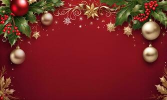 Christmas holiday background or template for a greeting card or banner with copy space for a text by ai generated photo