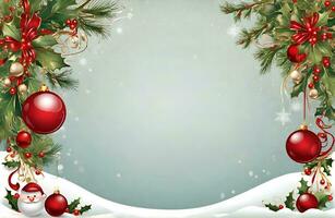 Christmas holiday background or template for a greeting card or banner with copy space for a text by ai generated photo