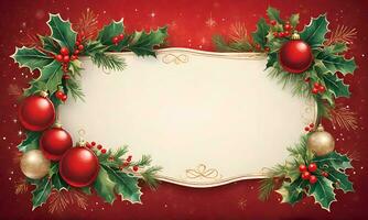 Navidad fiesta antecedentes o modelo para un saludo tarjeta o bandera con Copiar espacio para un texto por ai generado foto