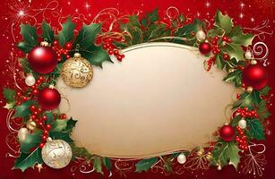 Christmas holiday background or template for a greeting card or banner with copy space for a text by ai generated photo