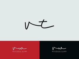 Vt Business Logo Icon, Monogram VT Signature Luxury Fashion Logo vector