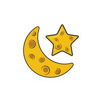 Moon and star icon characters vector