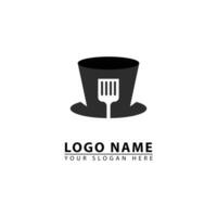 combination of magic hat and cooking spoon logo icon vector