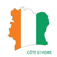 Cote d'Ivoire National Flag Shaped as Country Map vector