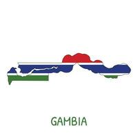 Gambia National Flag Shaped as Country Map vector