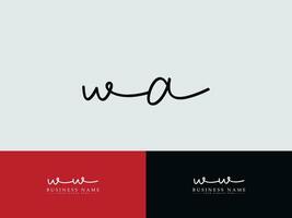 Initial Wa Signature Logo Art, Modern WA Luxury Logo Icon Vector