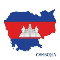 Cambodia National Flag Shaped as Country Map vector