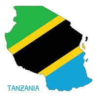 Tanzania National Flag Shaped as Country Map vector