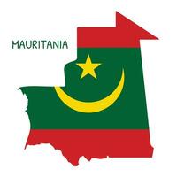 Mauritania National Flag Shaped as Country Map vector