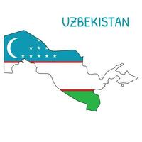 Uzbekistan National Flag Shaped as Country Map vector