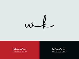 Initial Wk Signature Logo Art, Modern WK Luxury Logo Icon Vector