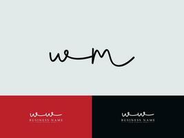 Initial Wm Signature Logo Art, Modern WM Luxury Logo Icon Vector