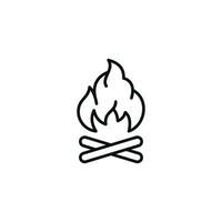 Flame line icon isolated on white background vector