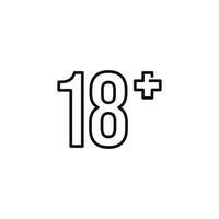 18 plus line icon isolated on white background vector