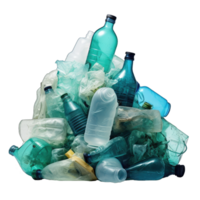 Pile of bottle plastic. Plastic pollution transparent background. Plastic bottles arrangement for ecology posters, environment protection, save the ocean, Earth day posters, social media, AI Generated png
