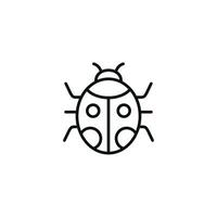 Lady bug line icon isolated on white background vector