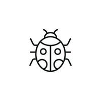 Lady bug line icon isolated on white background vector