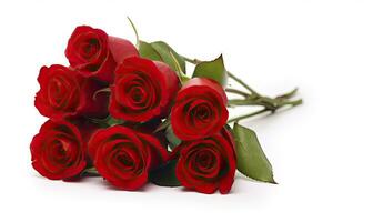 Red rose bouquet isolated on white background. AI Generated photo