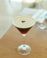 Espresso martini cocktail made with espresso, coffee liqueur and vodka photo