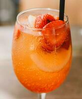 Glass of cava sangria, made with Spanish champagne. photo