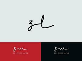 Initial Zl Signature Luxury Logo Icon, Minimalist ZL Logo Letter Vector Template