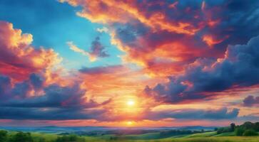 hermosa naturaleza amanecer verano paisaje azul cielo natural antecedentes ai generativo foto