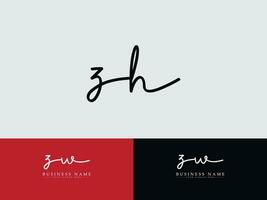 Initial Zh Signature Luxury Logo Icon, Minimalist ZH Logo Letter Vector Template