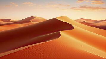 Desert with magical sands and dunes as inspiration for exotic adventures in dry climates.  AI Generated. photo