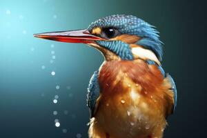 Kingfisher sitting on the tree branch. AI Generated photo