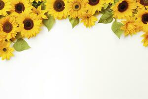 Sunflower Background with copy shape. AI Generated photo